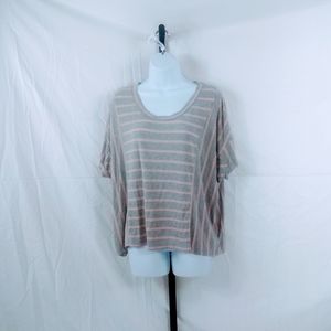 Forever 21 Gray & Pink Striped Batwing Top